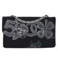 Chanel Camelia Chain Shoulder Bag Black Velvet