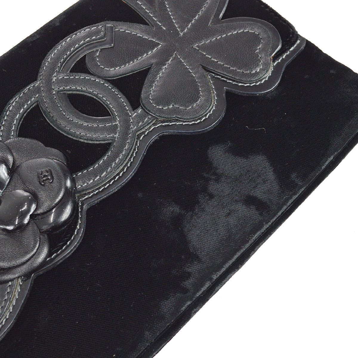 Chanel Camelia Chain Shoulder Bag Black Velvet