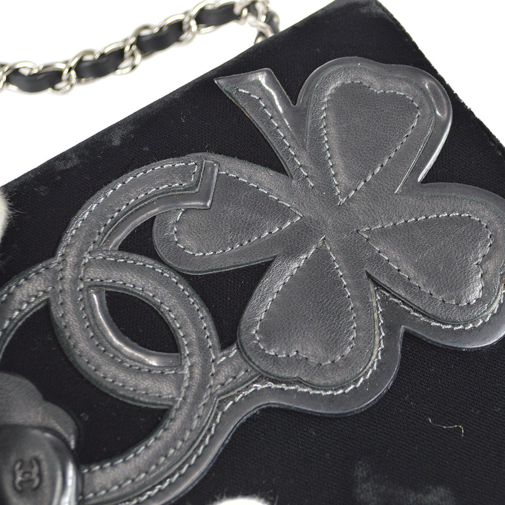 Chanel Camelia Chain Shoulder Bag Black Velvet