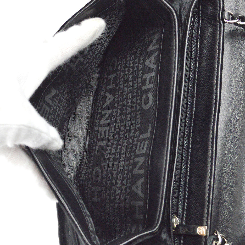 Chanel Camelia Chain Shoulder Bag Black Velvet