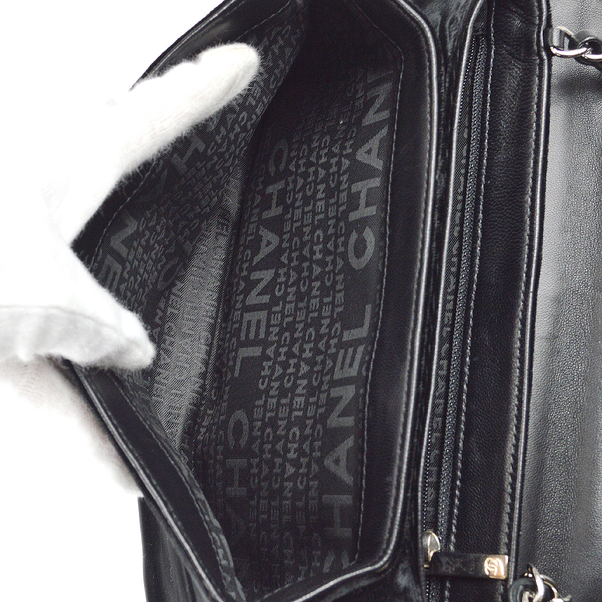 Chanel Camelia Chain Shoulder Bag Black Velvet