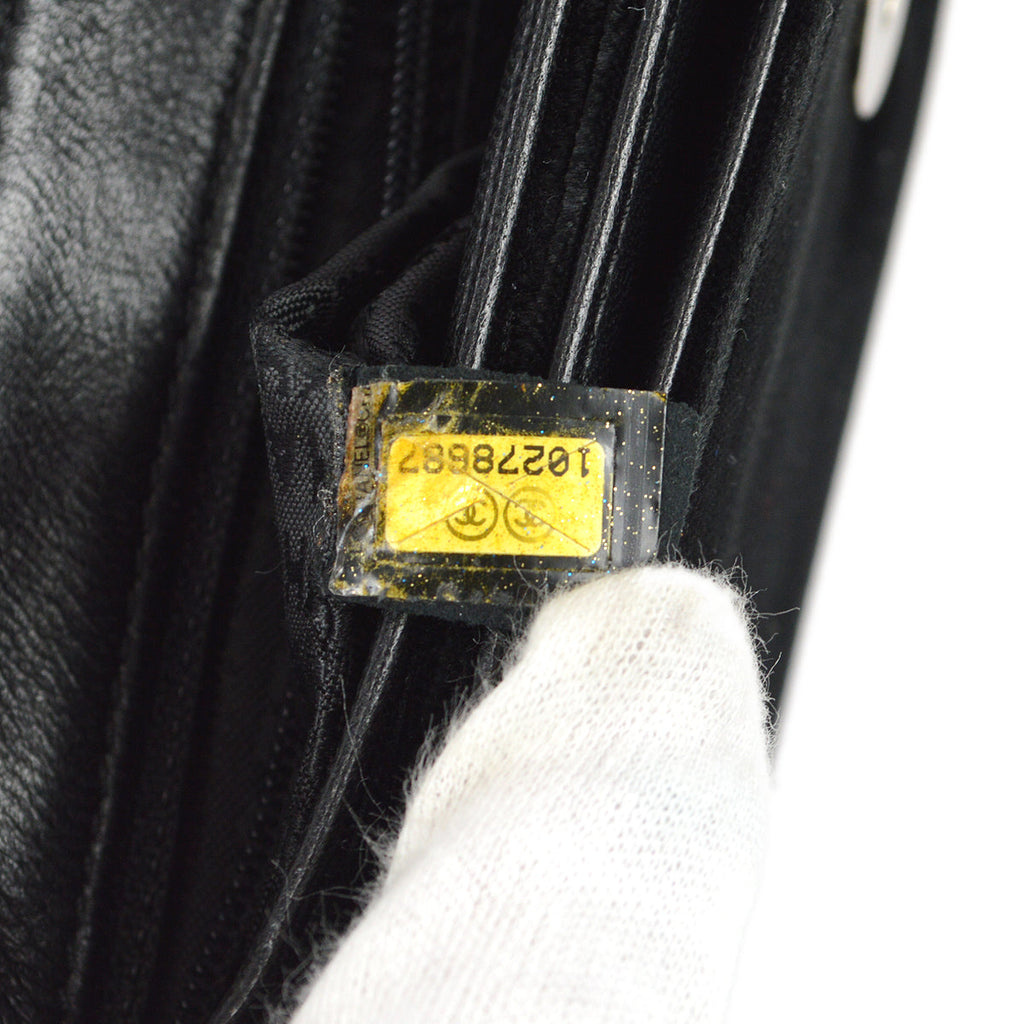 Chanel Camelia Chain Shoulder Bag Black Velvet