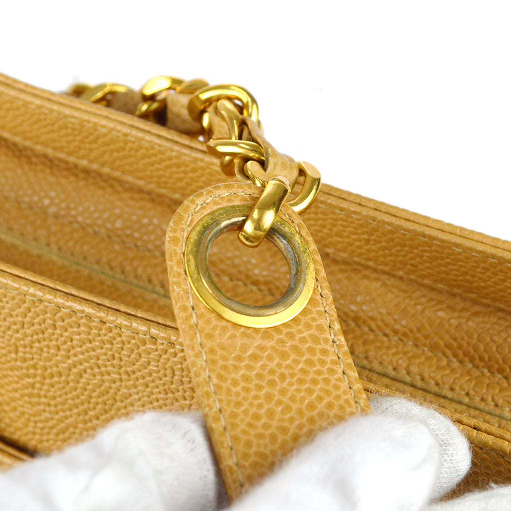 Chanel Triple CC Chain Shoulder Bag Beige Caviar