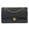Chanel 1997-1999 Classic Double Flap Small Shoulder Bag Black Lambskin