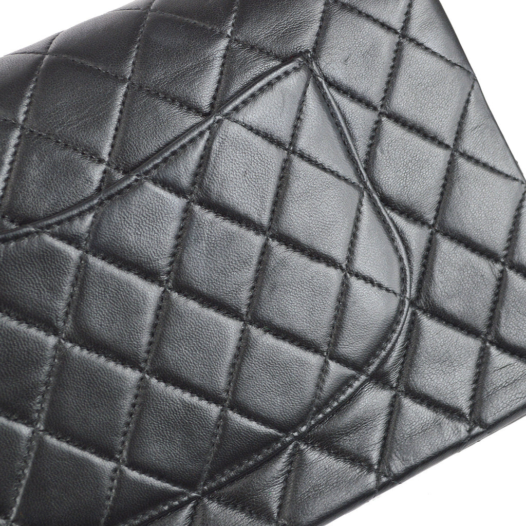 Chanel 1997-1999 Classic Double Flap Small Shoulder Bag Black Lambskin