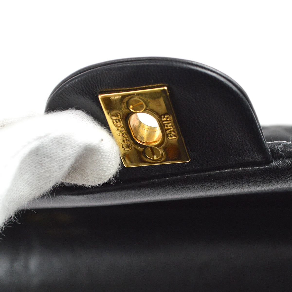 Chanel 1997-1999 Classic Double Flap Small Shoulder Bag Black Lambskin