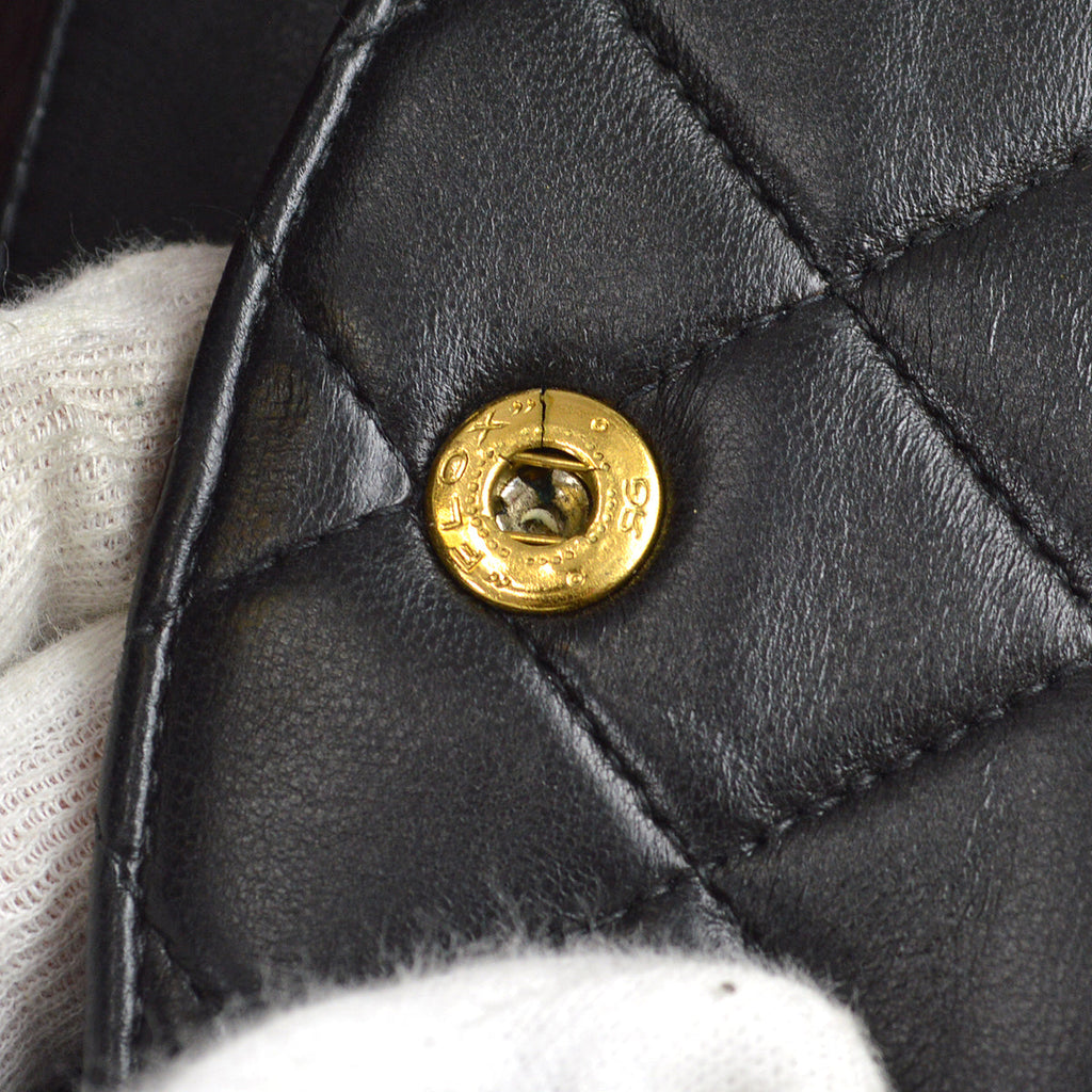 Chanel 1997-1999 Classic Double Flap Small Shoulder Bag Black Lambskin