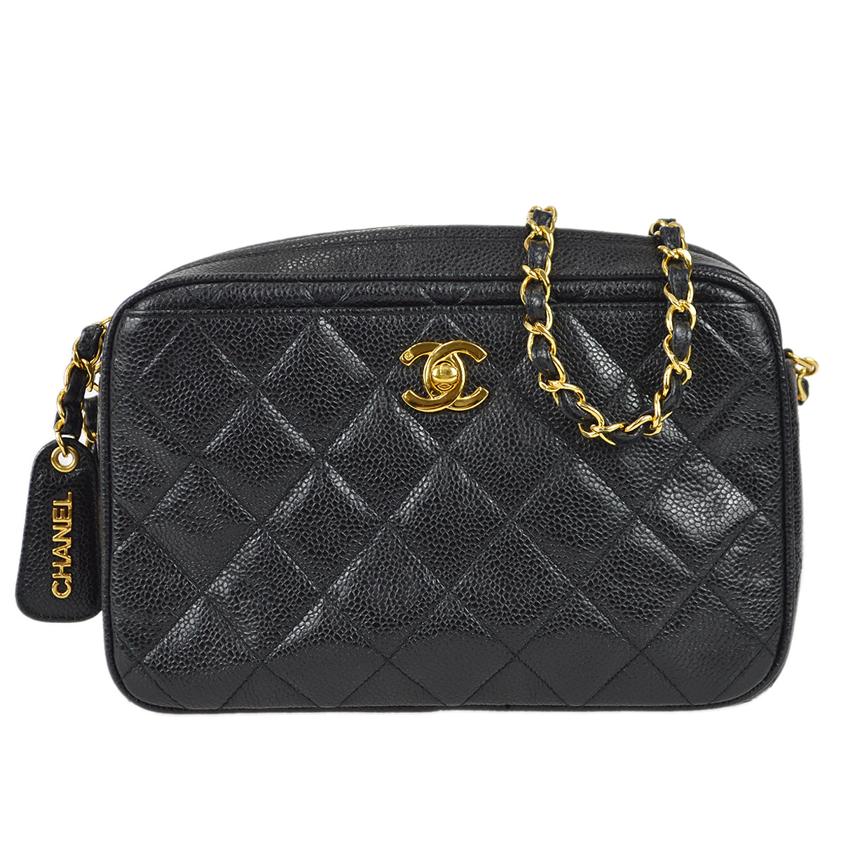 Chanel 1994-1996 Pocket Camera Bag Small Black Caviar