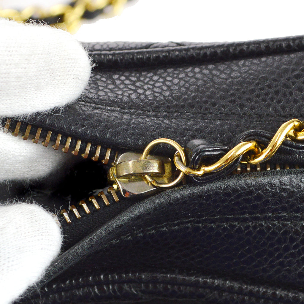 Chanel 1994-1996 Pocket Camera Bag Small Black Caviar