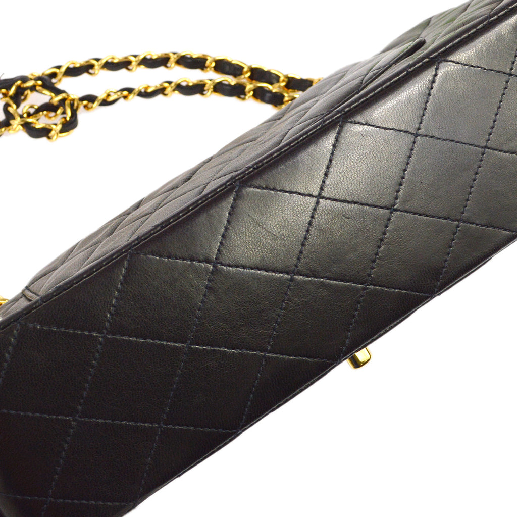 Chanel 1991-1994 Classic Double Flap Medium Shoulder Bag Black Lambskin