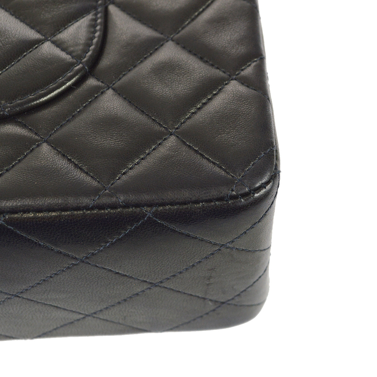 Chanel 1991-1994 Classic Double Flap Medium Shoulder Bag Black Lambskin