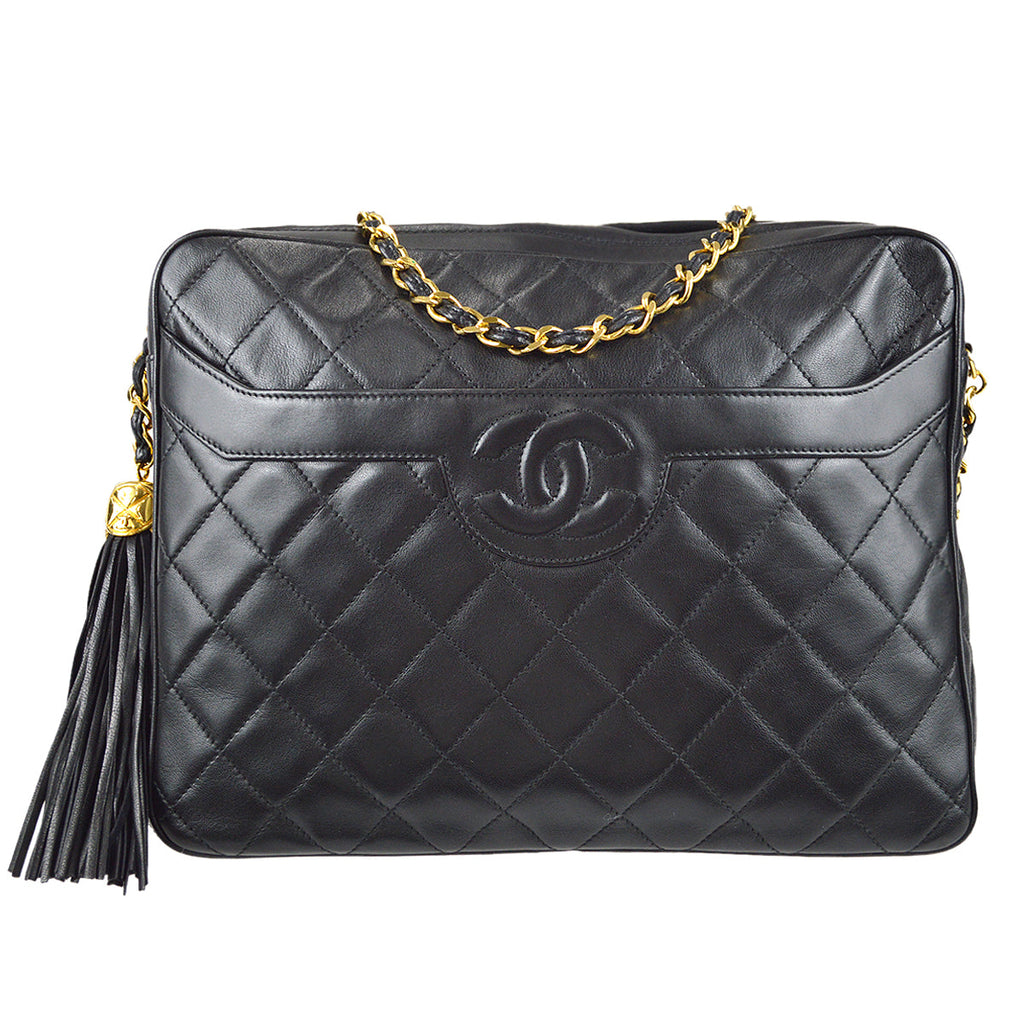 Chanel 1991-1994 Camera Bag Large Black Lambskin