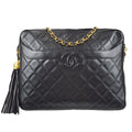 Chanel 1991-1994 Camera Bag Large Black Lambskin