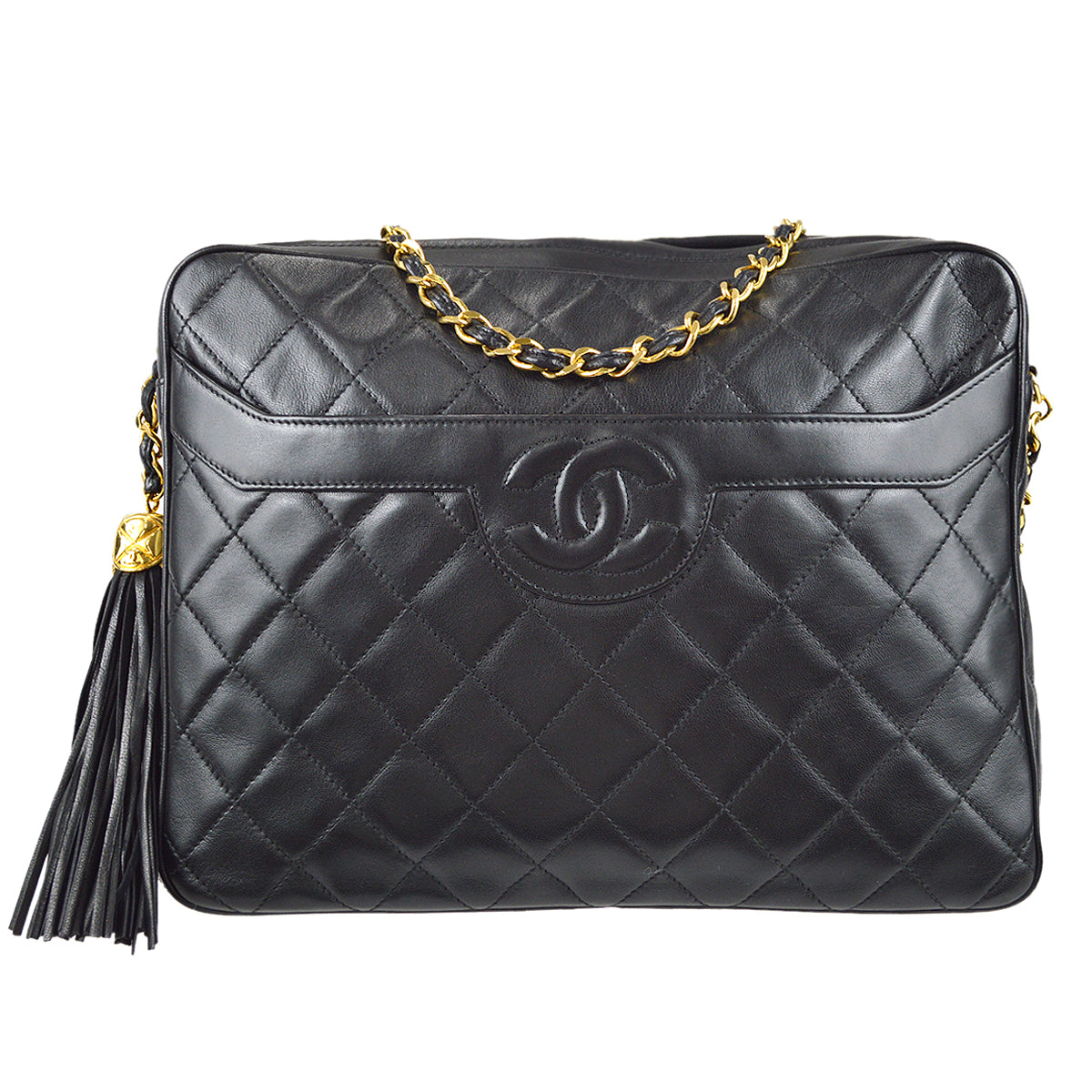 Chanel 1991-1994 Camera Bag Large Black Lambskin