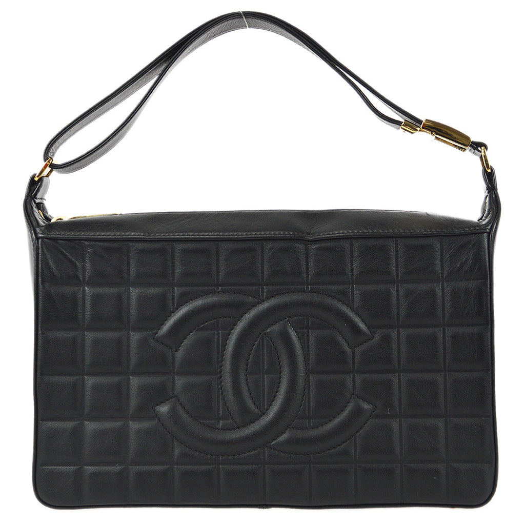 Chanel Choco Bar Shoulder Bag Black Lambskin