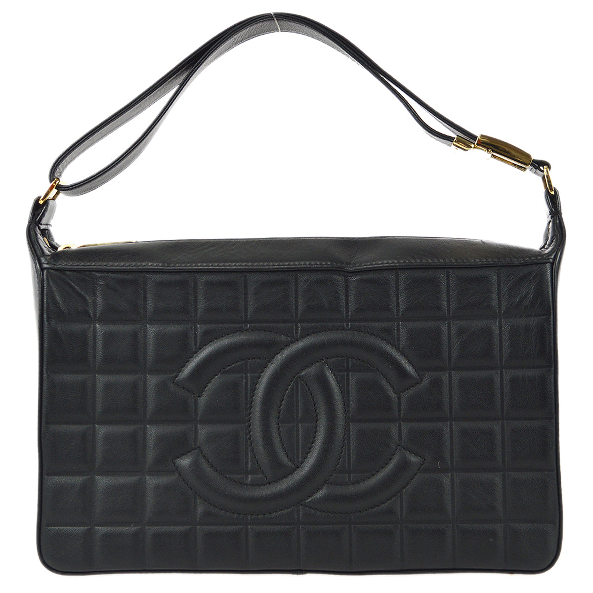 Chanel Choco Bar Shoulder Bag Black Lambskin