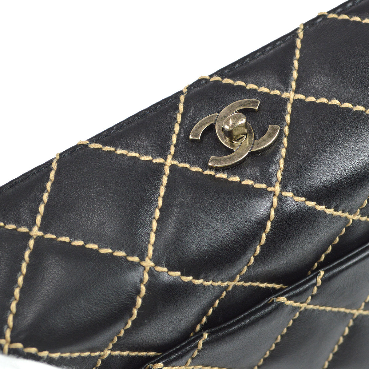 Chanel Wild Stitch Chain Handbag Black Calfskin