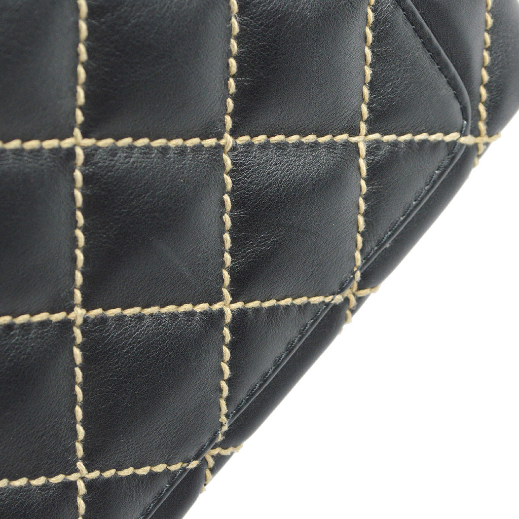 Chanel Wild Stitch Chain Handbag Black Calfskin
