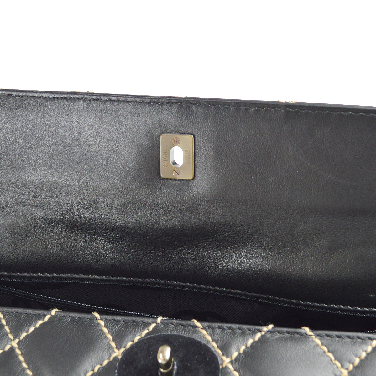 Chanel Wild Stitch Chain Handbag Black Calfskin