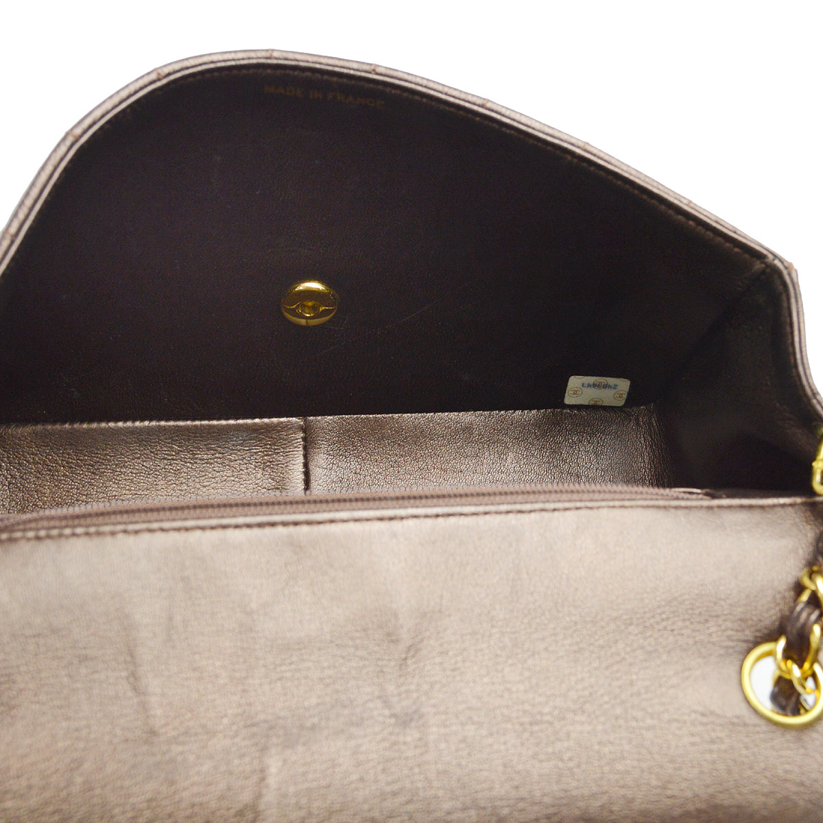 Chanel 1991-1994 Brown Lambskin Medium Vertical Stitch Border Flap Bag