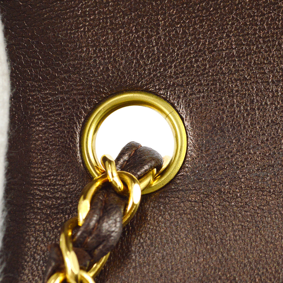 Chanel 1991-1994 Brown Lambskin Medium Vertical Stitch Border Flap Bag
