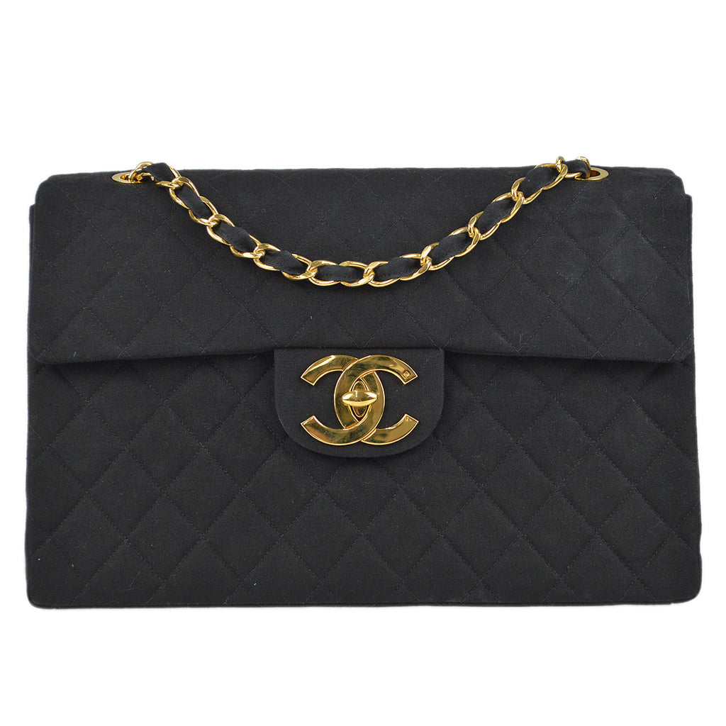 Chanel Classic Flap Maxi Shoulder Bag Black Canvas