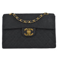 Chanel Classic Flap Maxi Shoulder Bag Black Canvas