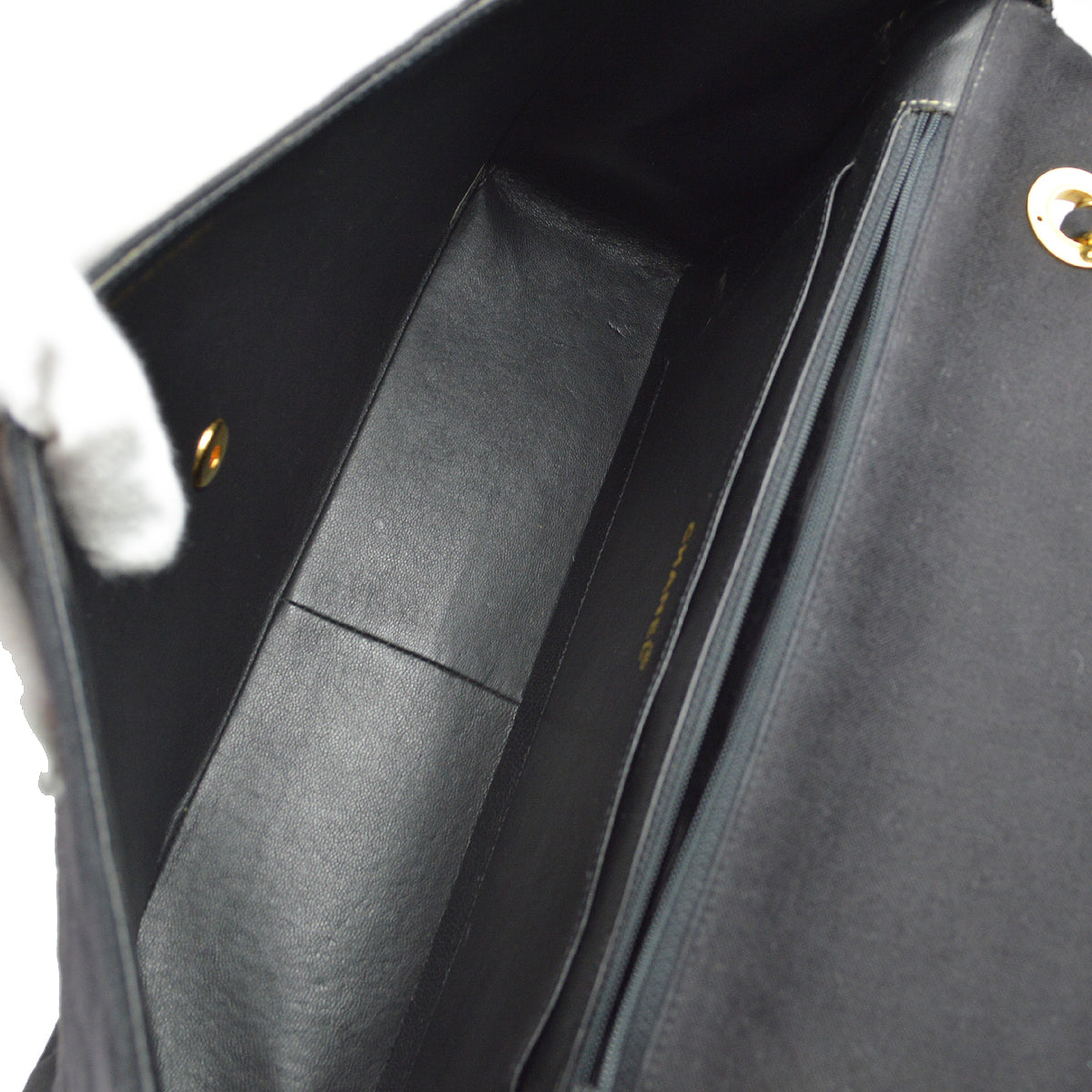Chanel Classic Flap Maxi Shoulder Bag Black Canvas