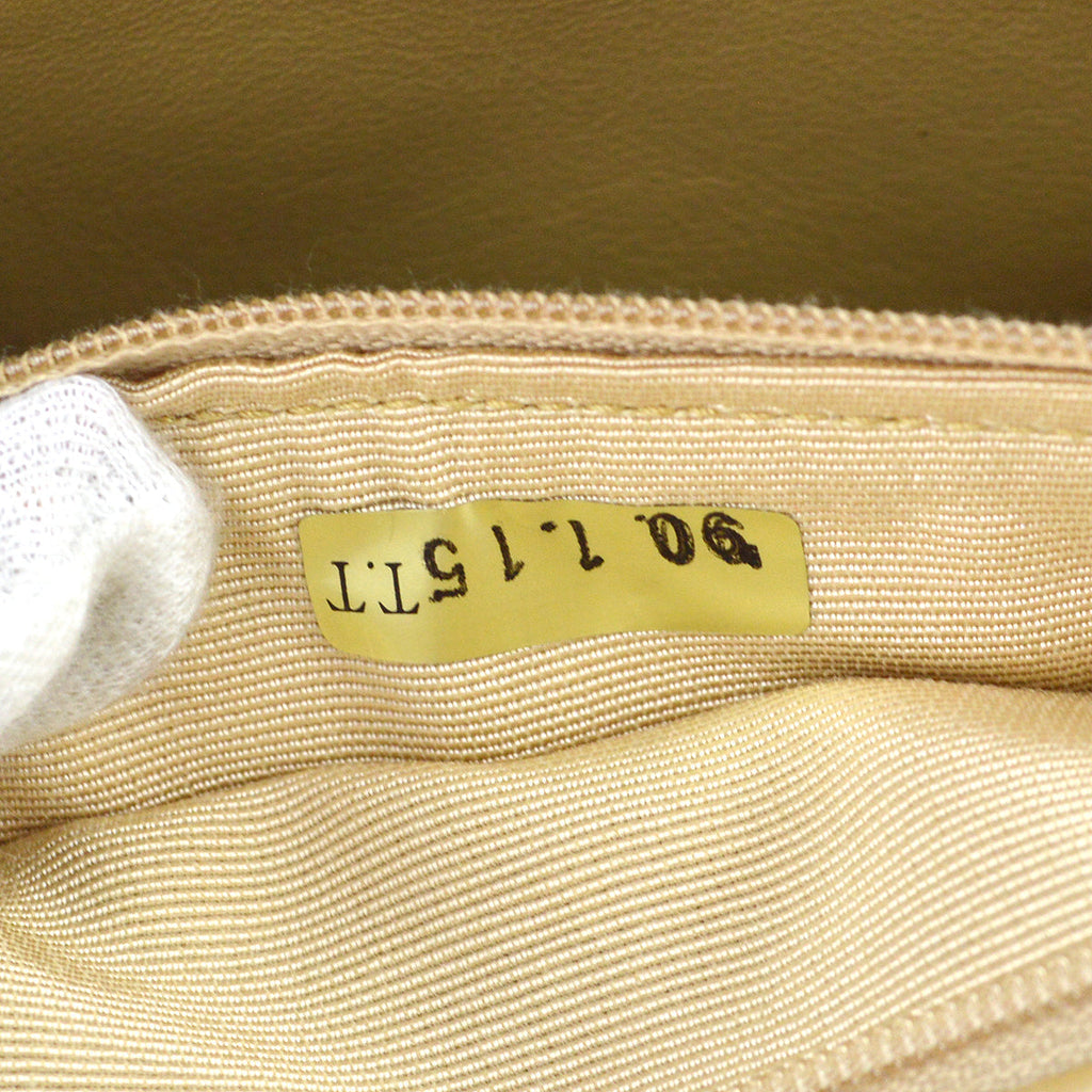 Chanel 1989-1991 Full Flap Chain Shoulder Bag Beige Lambskin