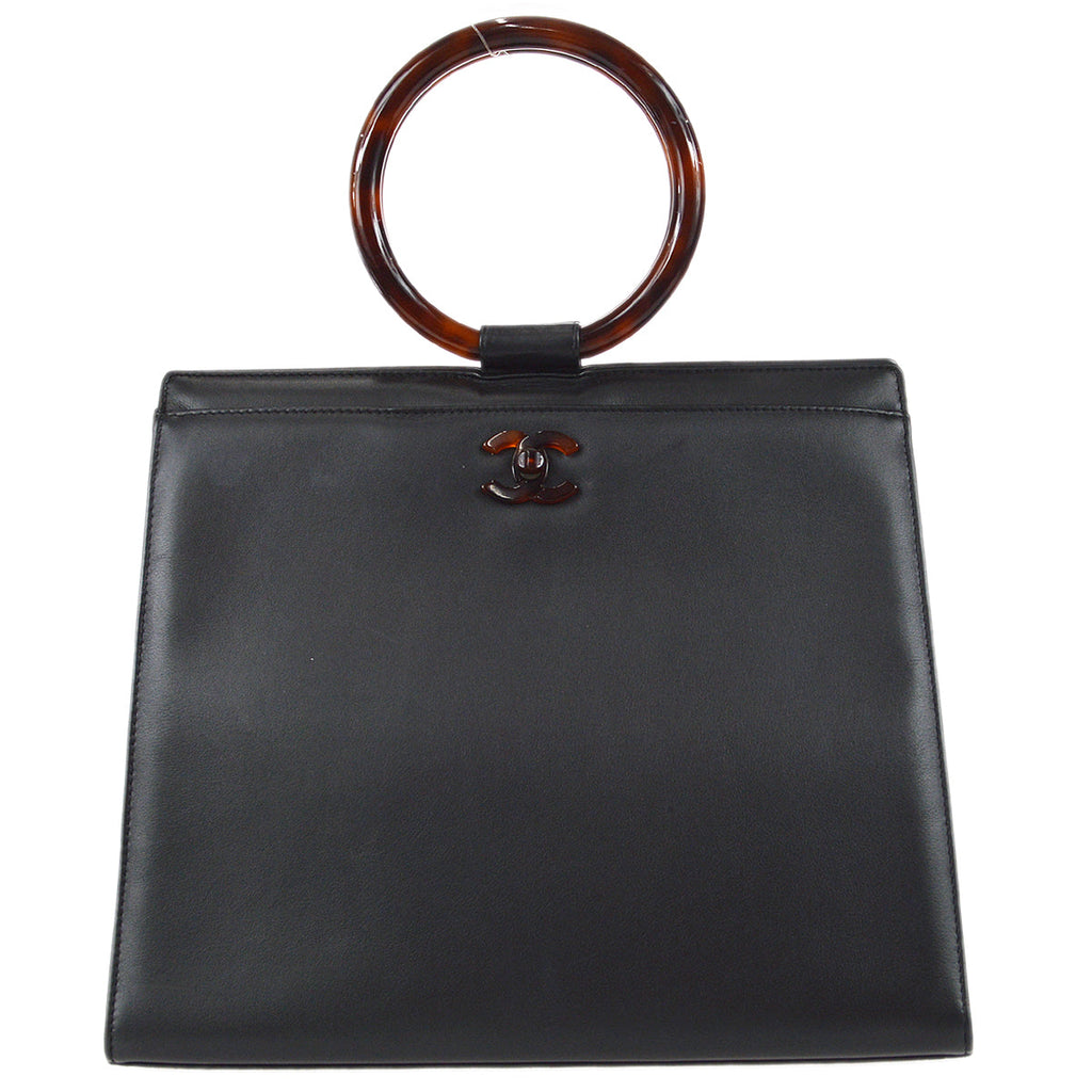 Chanel 1997-1999 Tortoiseshell Handbag Black Calfskin