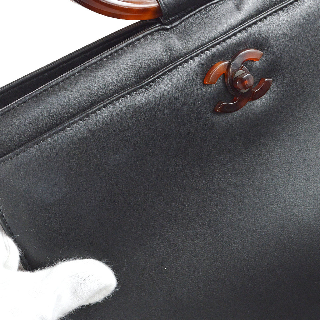 Chanel 1997-1999 Tortoiseshell Handbag Black Calfskin