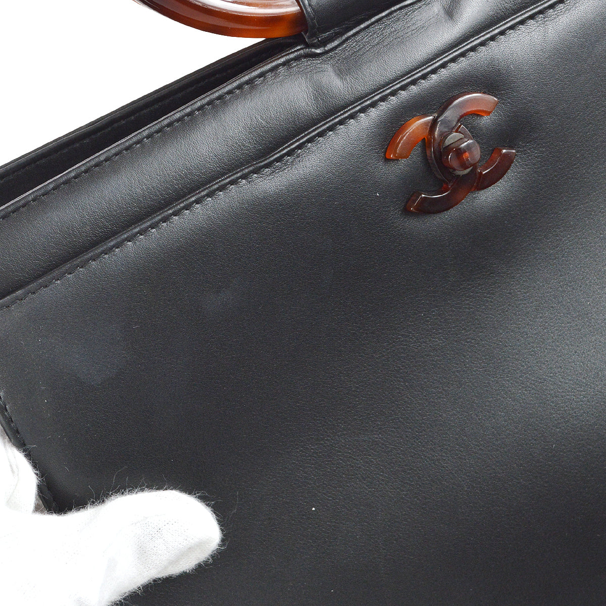 Chanel 1997-1999 Tortoiseshell Handbag Black Calfskin