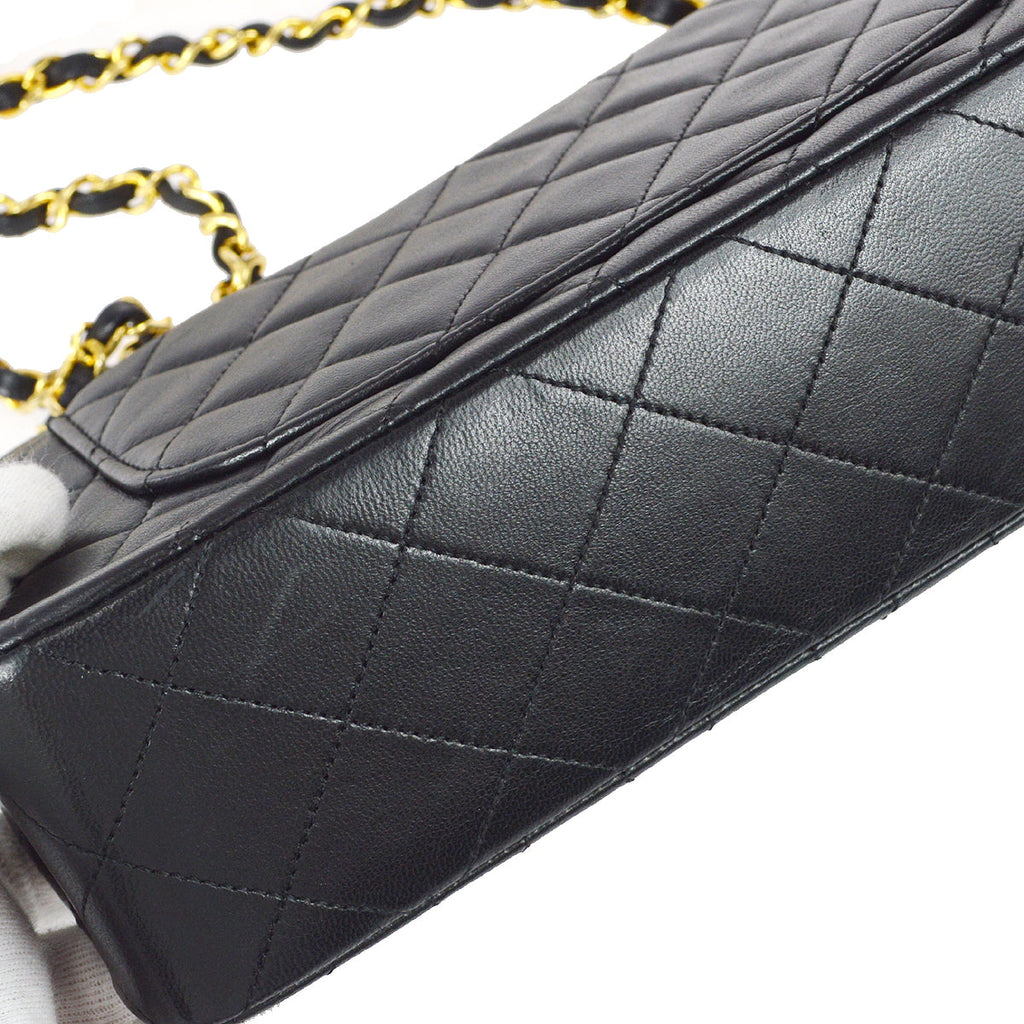 Chanel 1989-1991 Classic Double Flap Small Shoulder Bag Black Lambskin