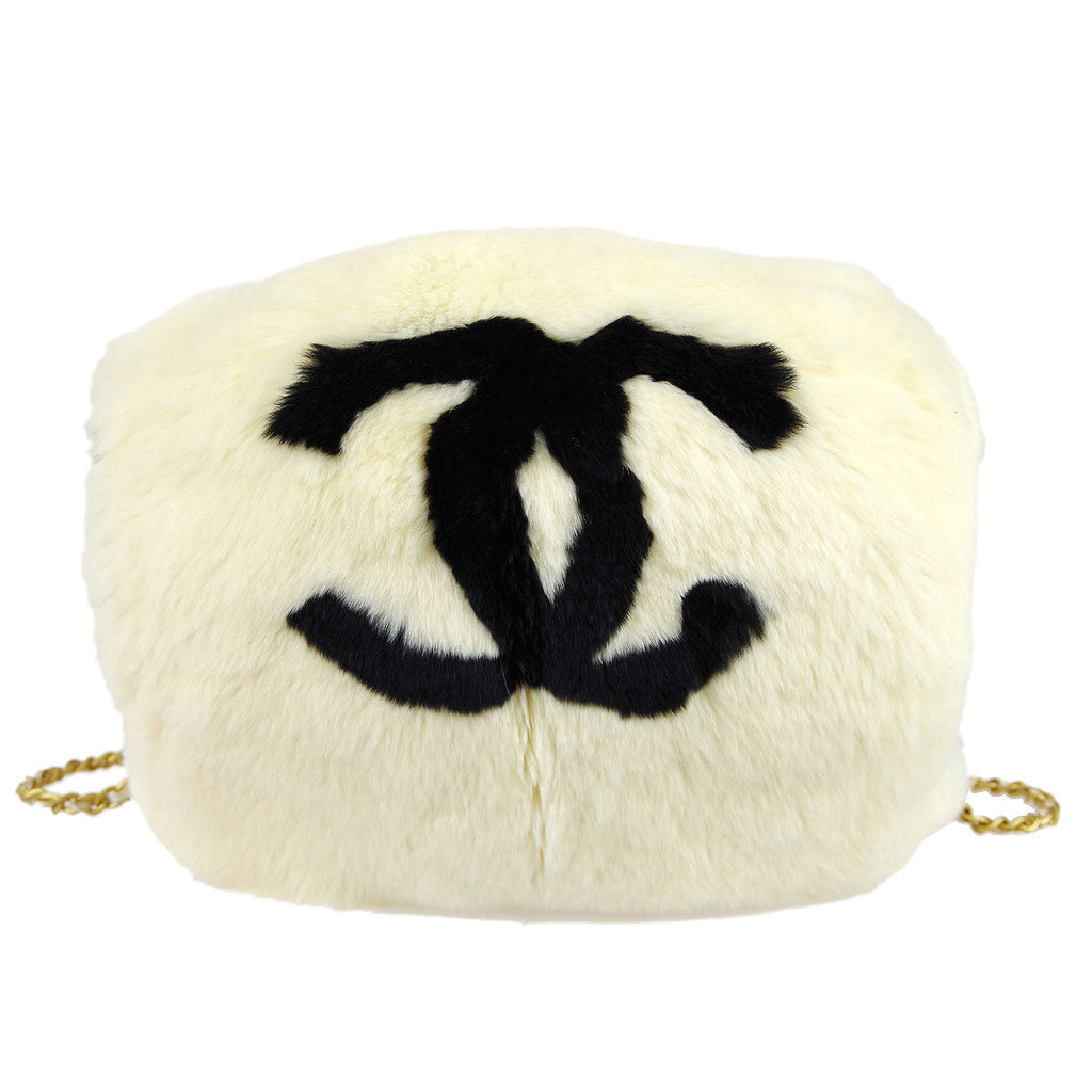 Chanel Arm Chain Shoulder Bag White Fur
