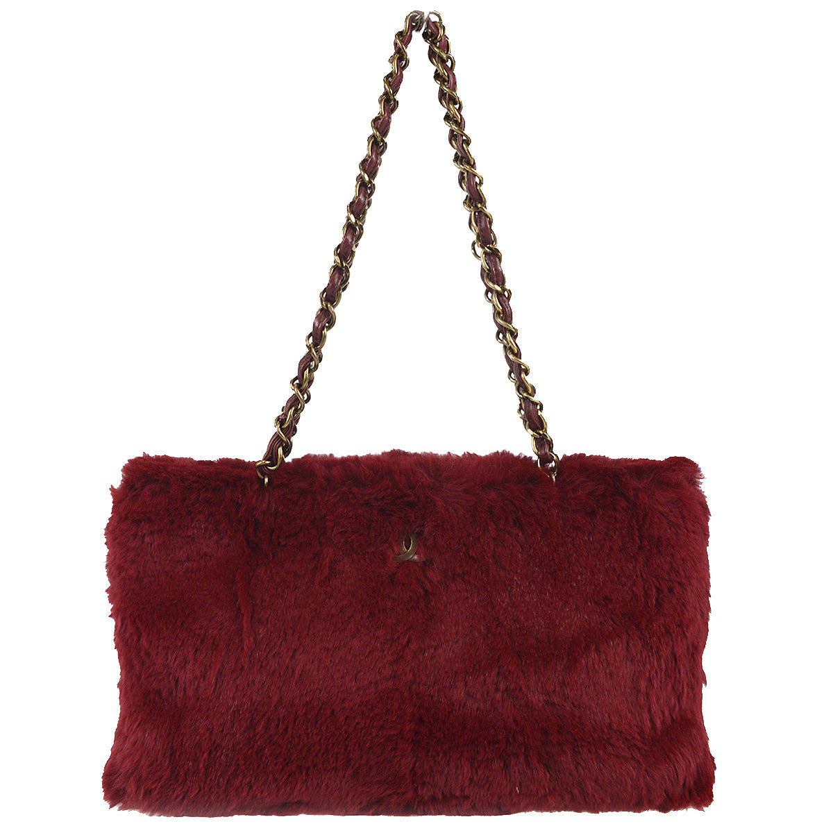 Chanel Chain Tote Bag Bordeaux Fur