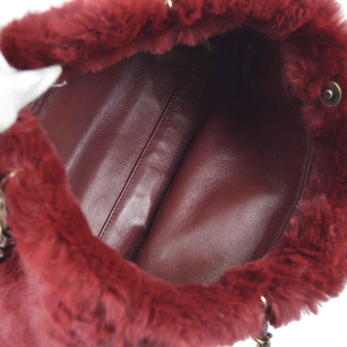 Chanel Chain Tote Bag Bordeaux Fur
