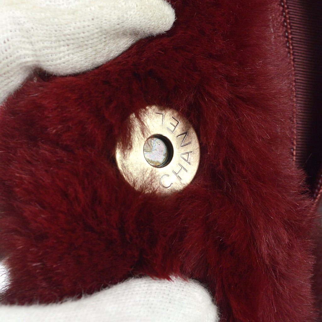 Chanel Chain Tote Bag Bordeaux Fur