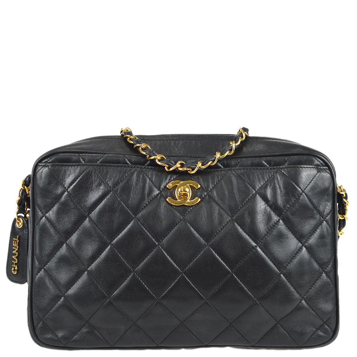 Chanel Chain Shoulder Bag Black Lambskin