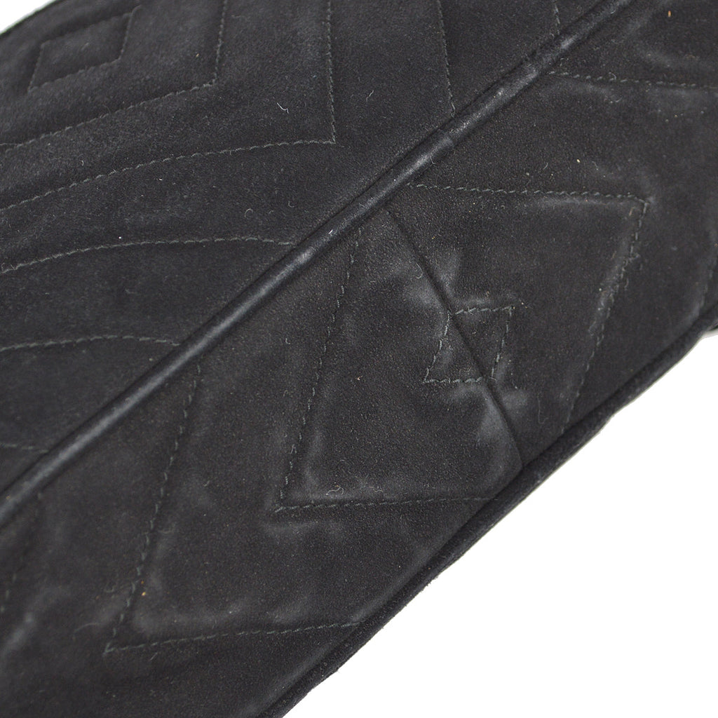 Chanel Chain Shoulder Bag Fringe Black Suede