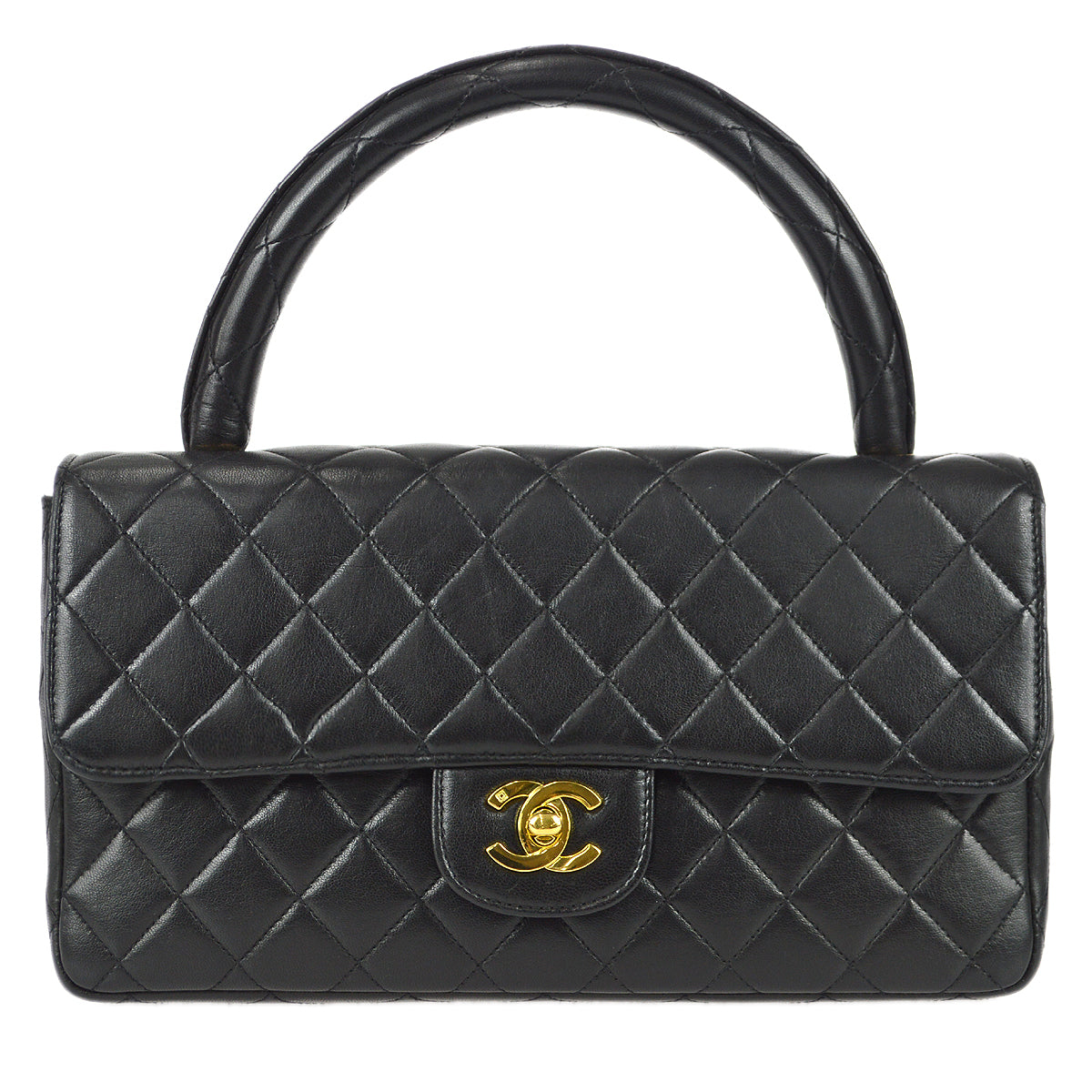 Chanel Classic Single Flap Medium Handbag Black Lambskin