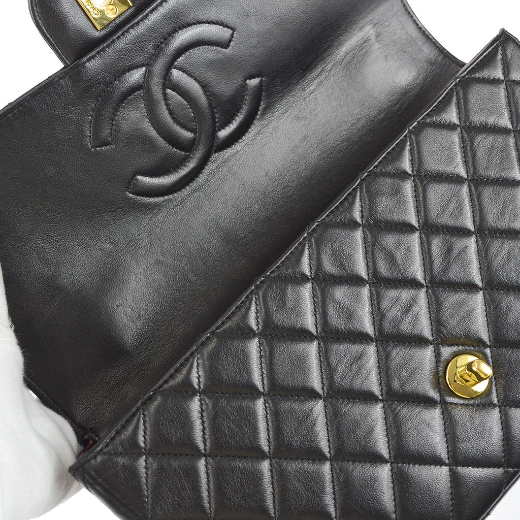 Chanel Classic Single Flap Medium Handbag Black Lambskin