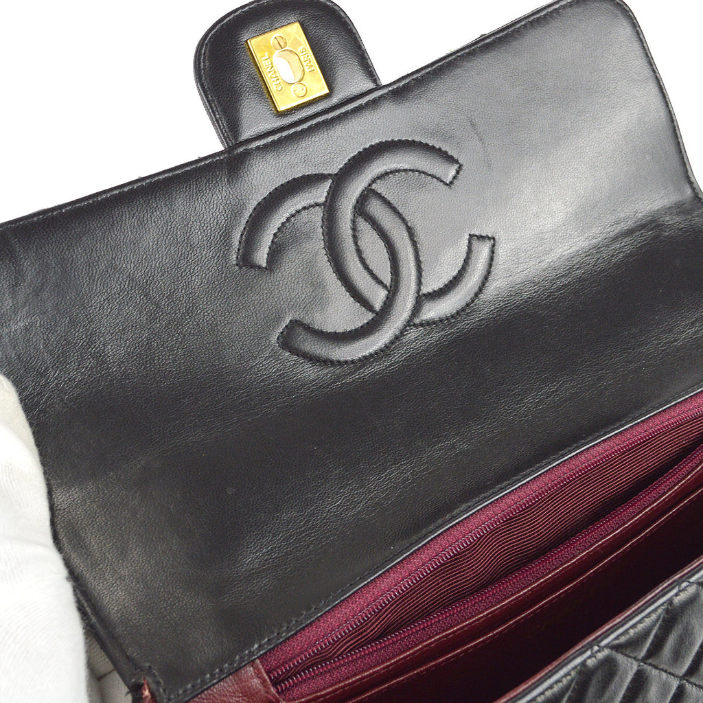 Chanel Classic Single Flap Medium Handbag Black Lambskin