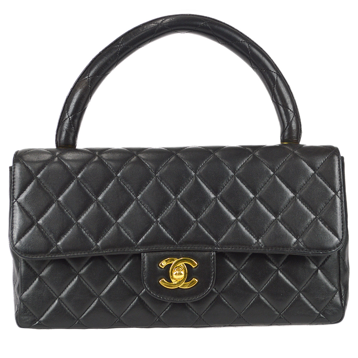 Chanel Classic Single Flap Medium Handbag Black Lambskin