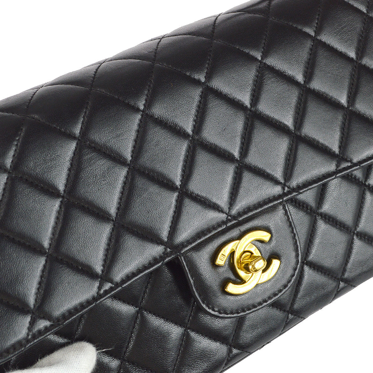 Chanel Classic Single Flap Medium Handbag Black Lambskin