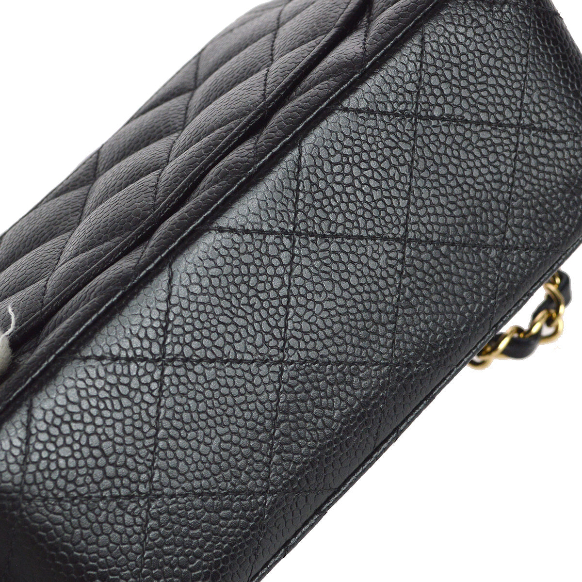 Chanel 2003-2004 Classic Flap Mini Square Chain Shoulder Bag Black Caviar