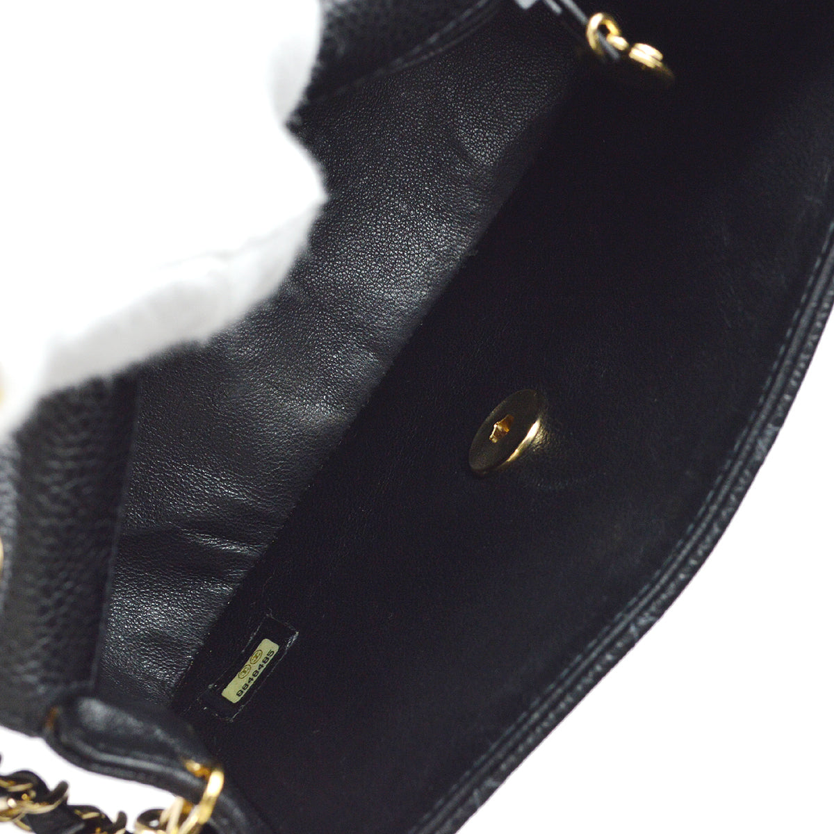 Chanel 2003-2004 Classic Flap Mini Square Chain Shoulder Bag Black Caviar