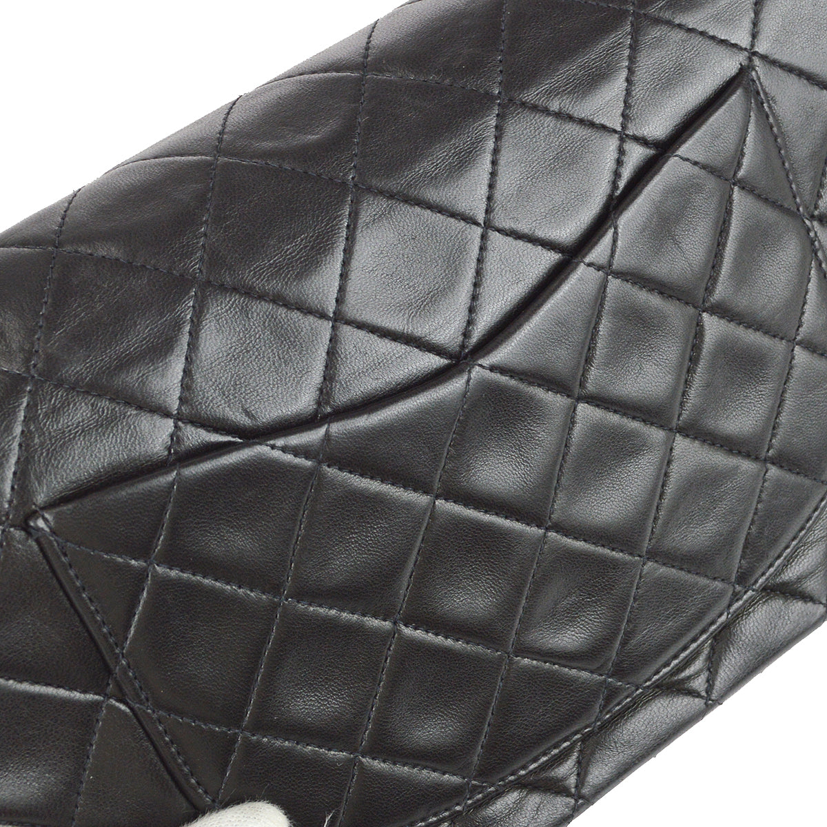 Chanel 1991-1994 Classic Double Flap Small Shoulder Bag Black Lambskin