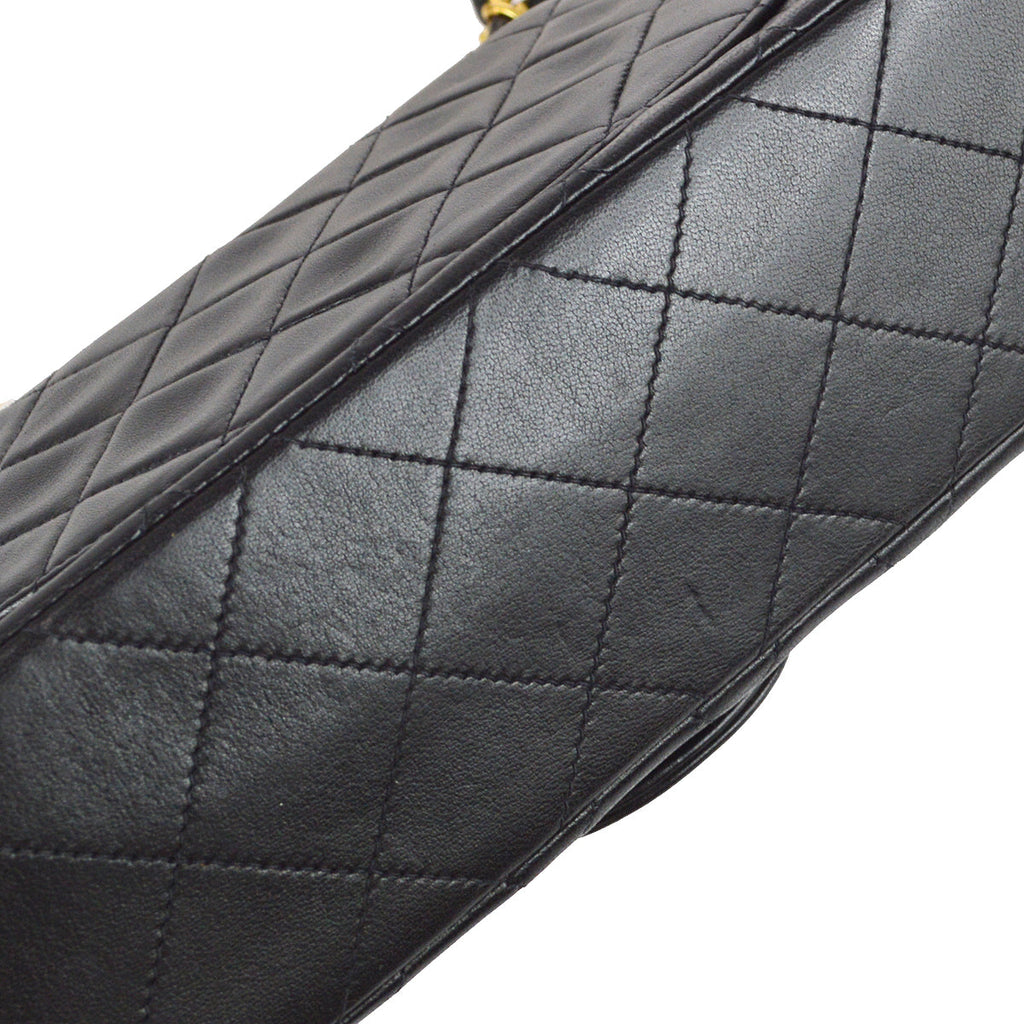 Chanel 1991-1994 Classic Double Flap Small Shoulder Bag Black Lambskin