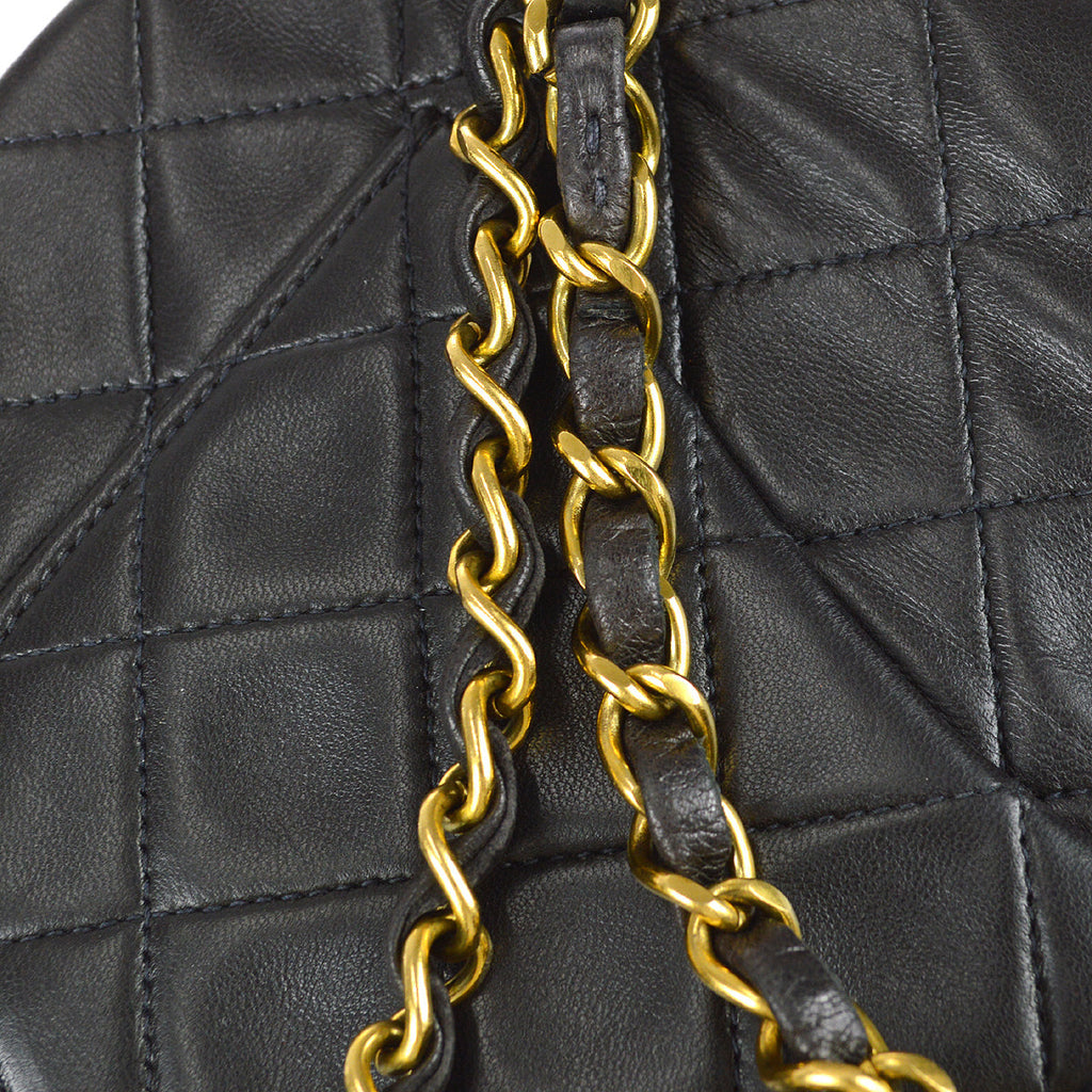 Chanel 1991-1994 Classic Double Flap Small Shoulder Bag Black Lambskin