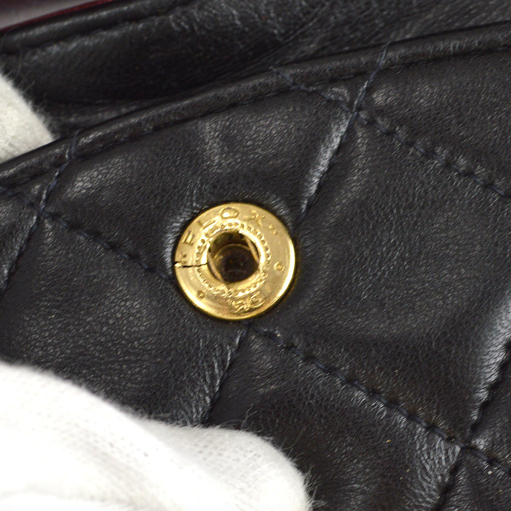 Chanel 1991-1994 Classic Double Flap Small Shoulder Bag Black Lambskin
